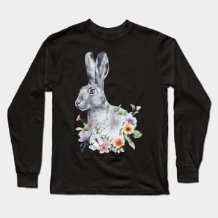 Floral Wild Rabbit Bunny Cottontail Spirit Wildlife Rescue Long Sleeve T-Shirt